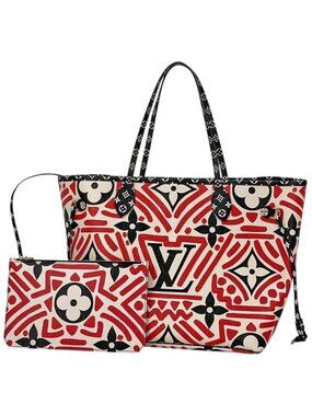 Louis Vuitton Neverfull MM Tote Bag LV Crafty Monogram Cream Rouge